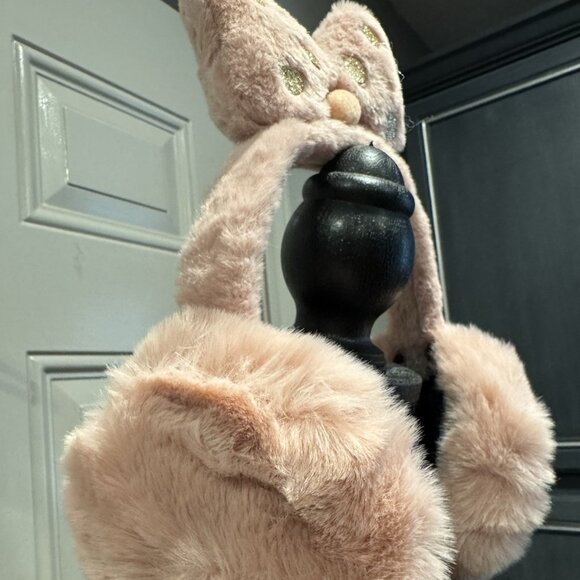 NEW Women’s Earmuffs Eurasier Spitz Ears Fuzzy Fun Warm Bow Bling Pink Gold - Picture 9 of 11